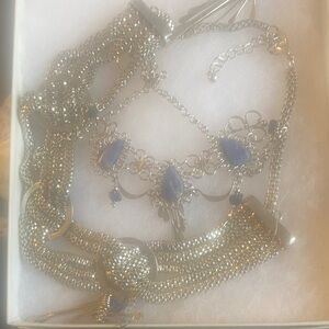 Elegant Silver and Blue Women's Jewelry Set